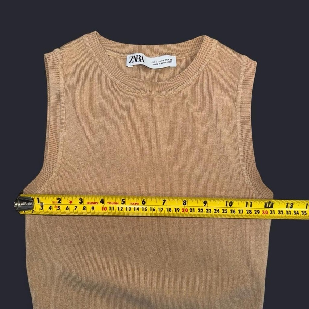 Zara Ribbed Knit Crop Tank Top Neutral Brown - Picture 4 of 4